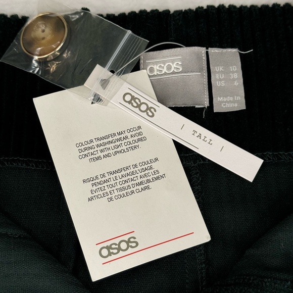 {ASOS} NWT! Dark Hunter Green Corduroy Tortoise Shell Button-Front Skirt - Picture 4 of 16